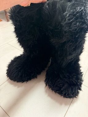 UGG Black Fuzzy Plush Boot Slippers